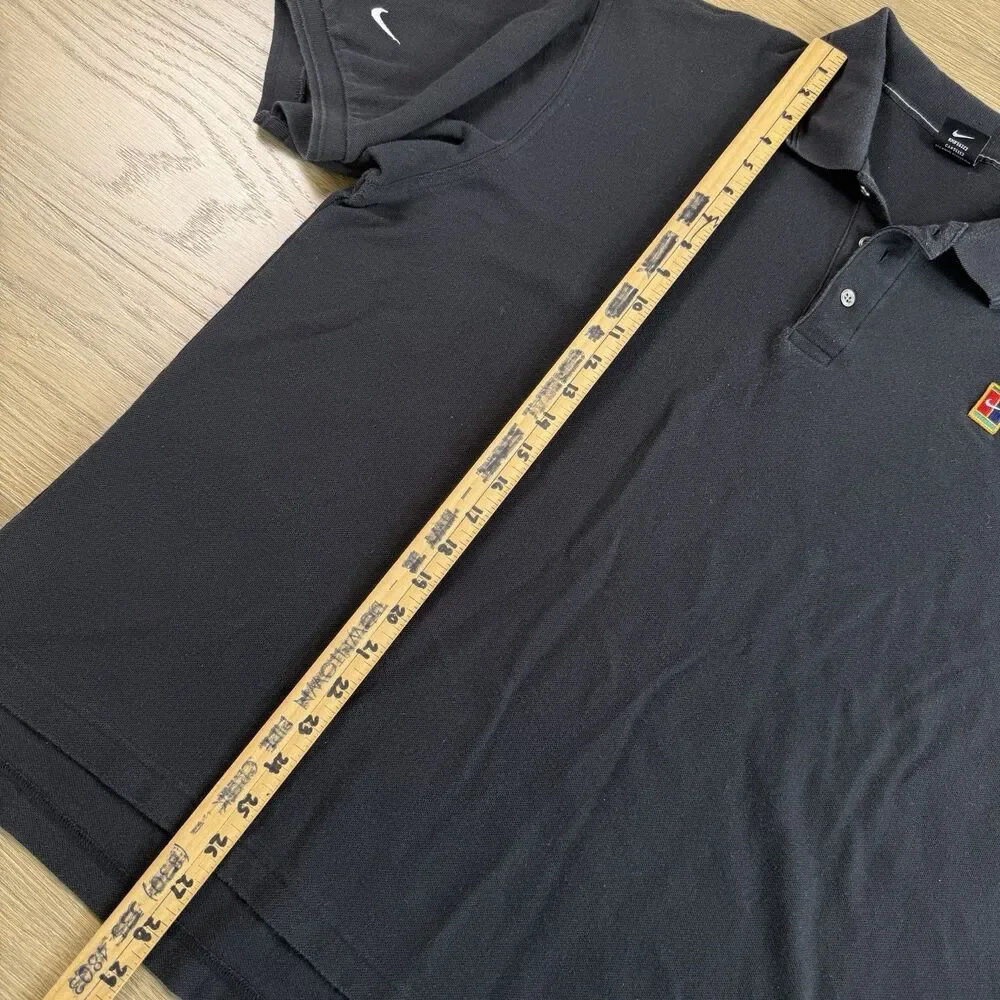 Nike Court Heritage Shirt Men Large Polo Tennis Vintage Black Cotton Blend